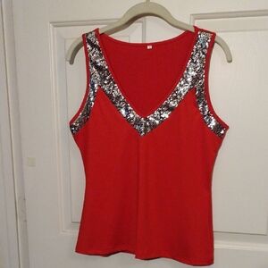 Red Sequin Tank Top